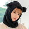 Cute Winter Warm Hedging Cap Cartoon Plush Hat Scarf Casual Bear Ear Hat Scarf  Autumn