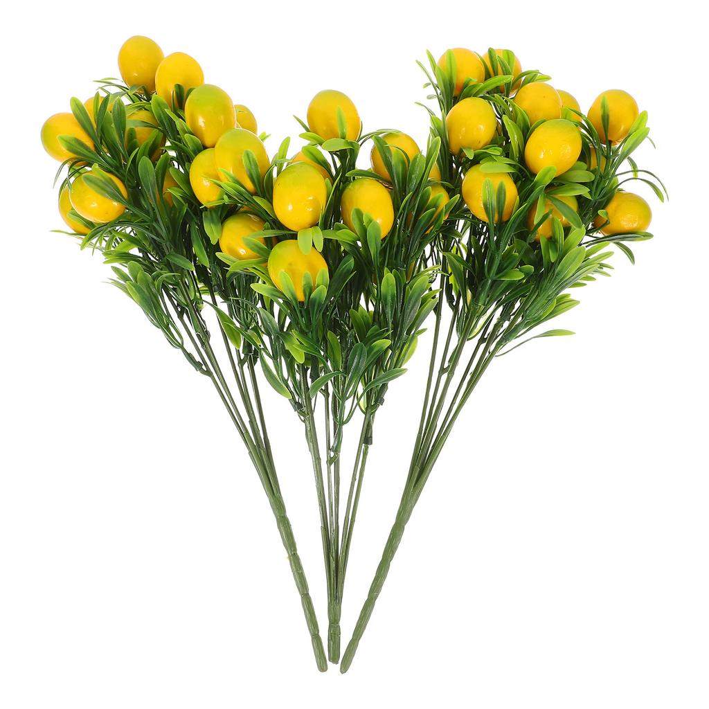 3 Pezzi Rami di Limone Artificiali Realistici Frutta Finta Decorazioni per Bouquet Foglie Vaso per la Casa Festa Giardino Rami di Frutta Limone