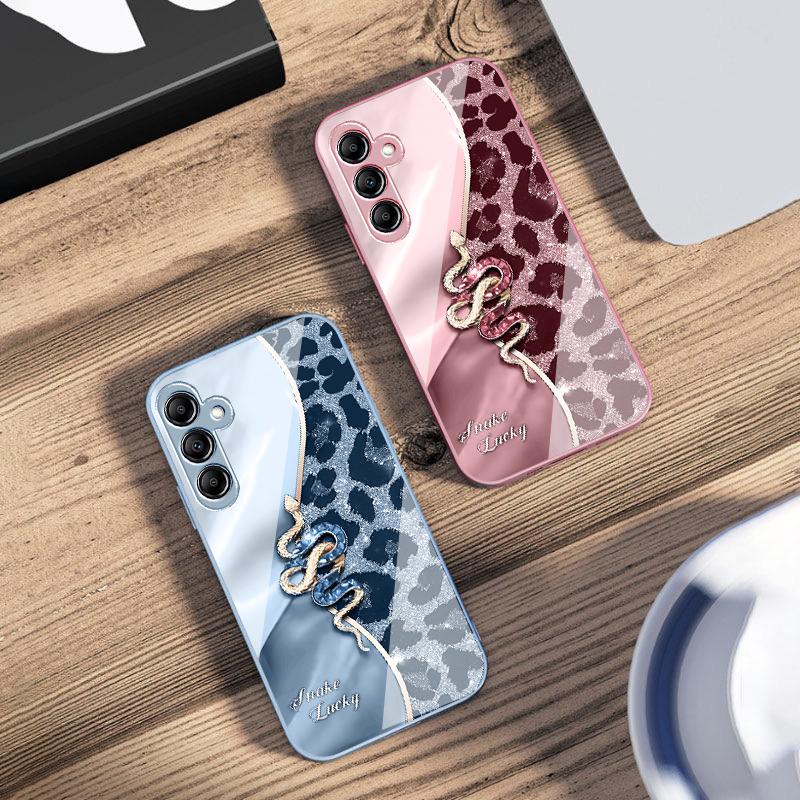 Spotted Snake Pink For Samsung Galaxy A14 4G 20 30 52 20S 21S 22 A32 33 34 42 50 51 53 54 70 71 72 73 5G Glass Phone Case