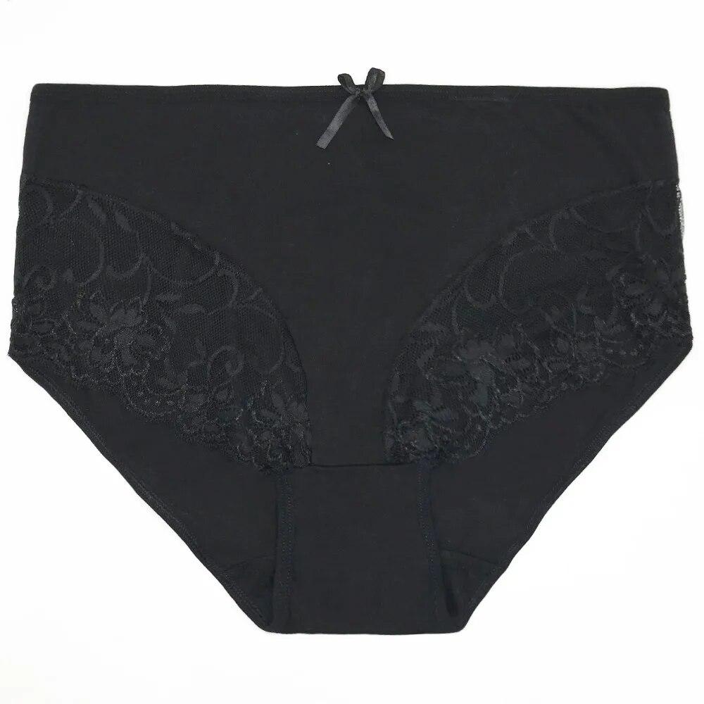 Women Underwear Cotton High Waist Solid Sexy Lace Ladies Panties Briefs Lingerie Plus Size 6 Pcs/lot