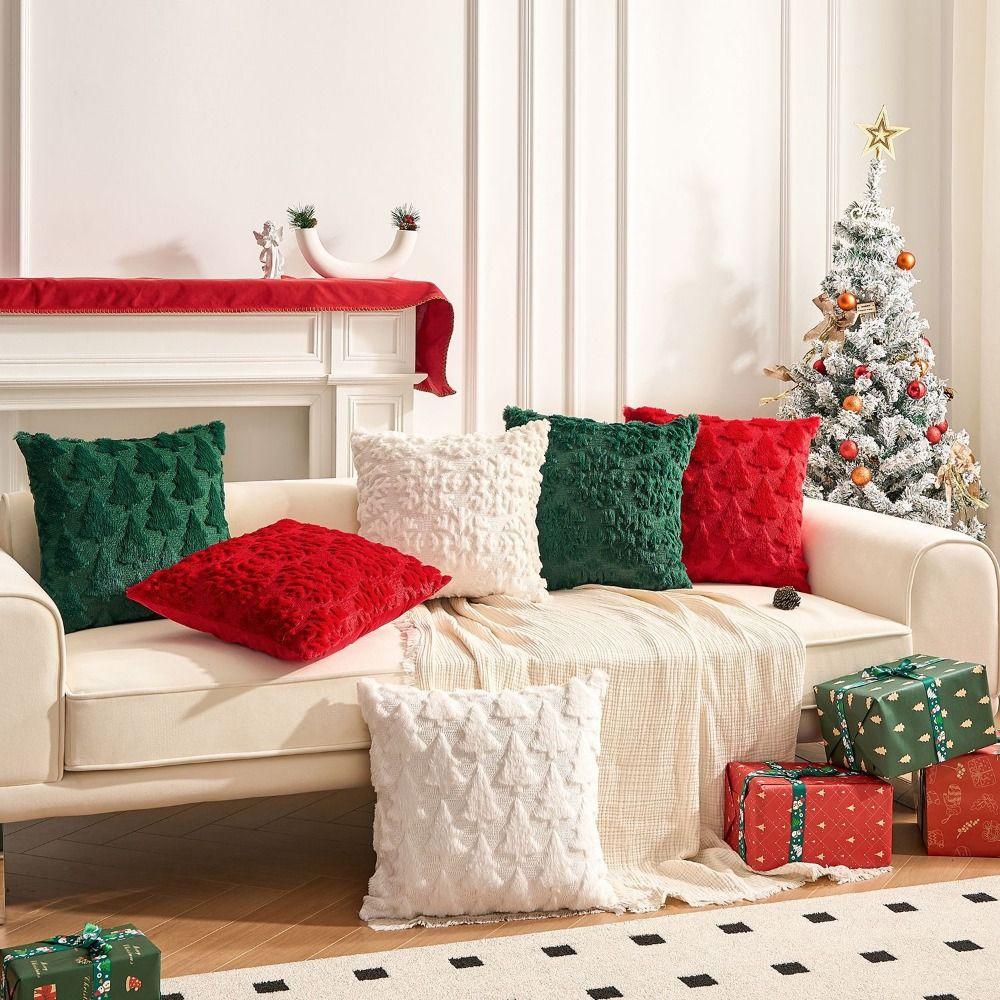 3D Pattern Pillow Case Christmas Tree Cushion Cover Fashion Christmas Plush Pillowcase  Home Decor