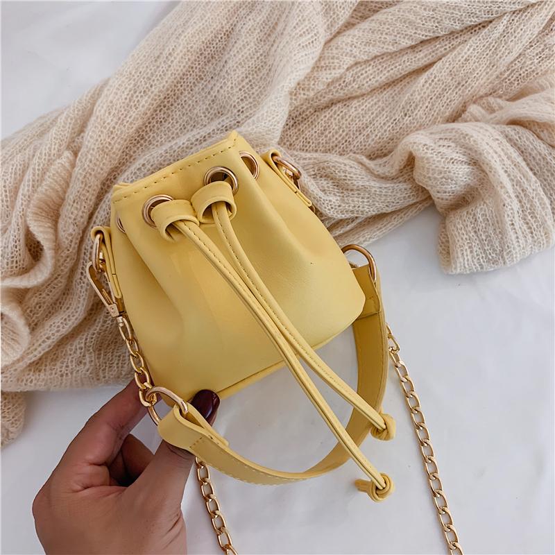 Mini Bucket Bag New Summer Women's Drawstring Closed Chain Exquisite Crossbody Bags Fashion High Street Chic Ladies Handbag