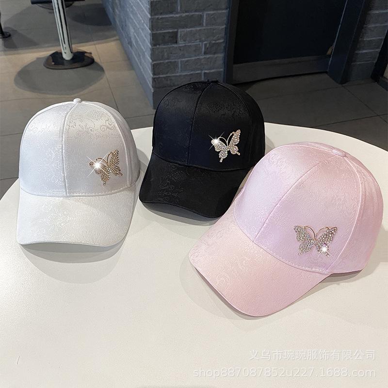 Diamond butterfly sunscreen baseball cap women's light luxury sun hat spring and summer trend popular one