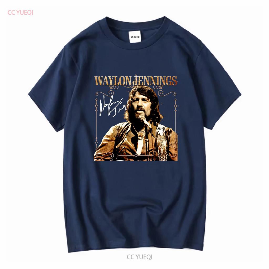 Maglietta Nera in Cotone Vintage Waylon Jennings D76841 vintage Lavata Elasticizzata Morbida Casual Comoda Unisex streetwear