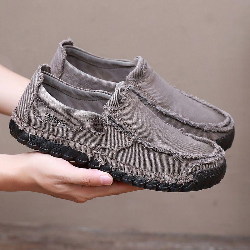 

Cloth shoes spring and autumn shoes men s shoes one pedal casual denim canvas shoes soft sole non-slip beef tendon dad shoes 44