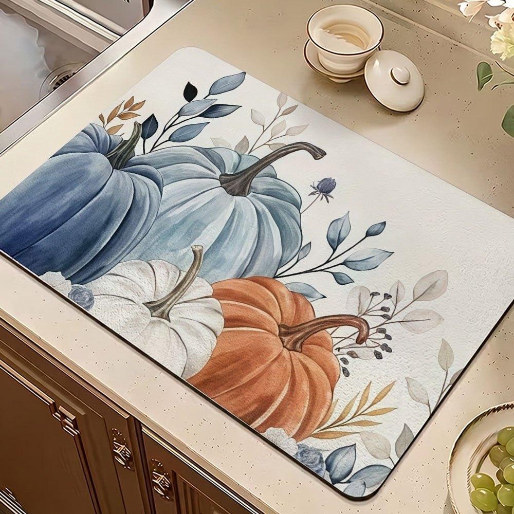 Kitchen Drainage Mat 2D Flat Blueberry Fruit Pattern Pad Super Absorbent Tableware Drying Board Cushion Countertop Rug