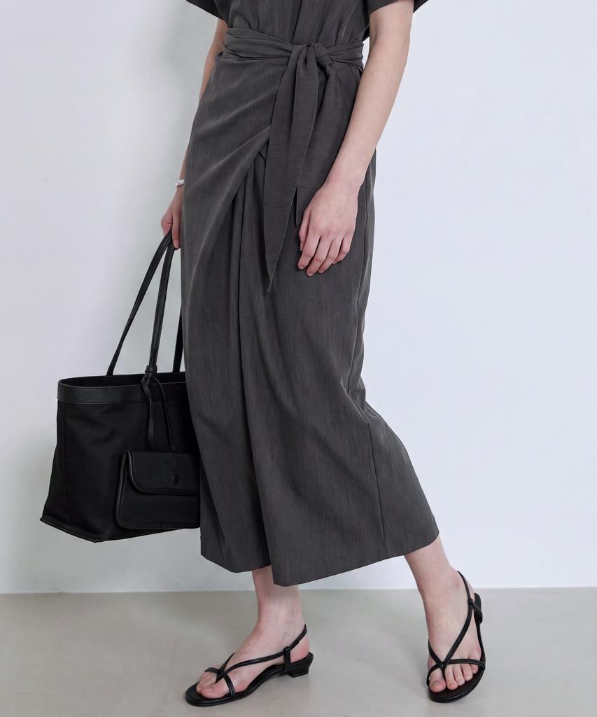 Non And Non [Cool Touch.Ver] Drape Waist Long Dress_Nhon6538 (Charcoal)