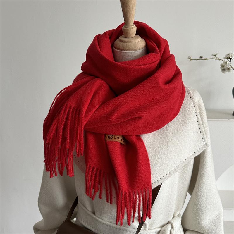 Autumn And Winter  Cashmere Scarf For Women, Solid Color Warm Shawl, Fashion Tassel Scarf, Versatile Scarf