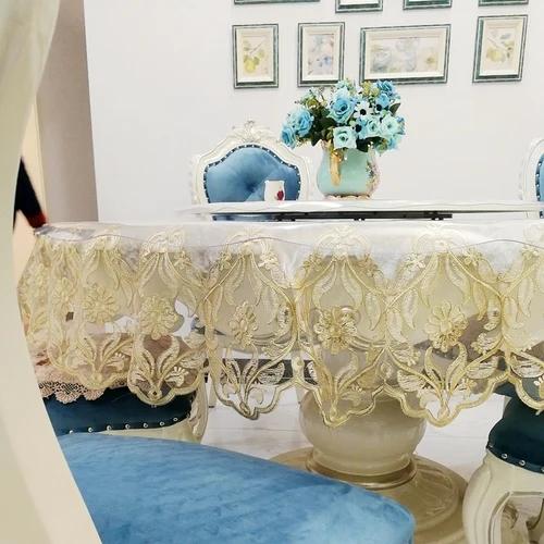 Neue Spitzentischdecke Pastoral runde Tischdecke Esszimmertischdecken Heimstickerei Tischdecke roségoldene Dekoration Haustuch