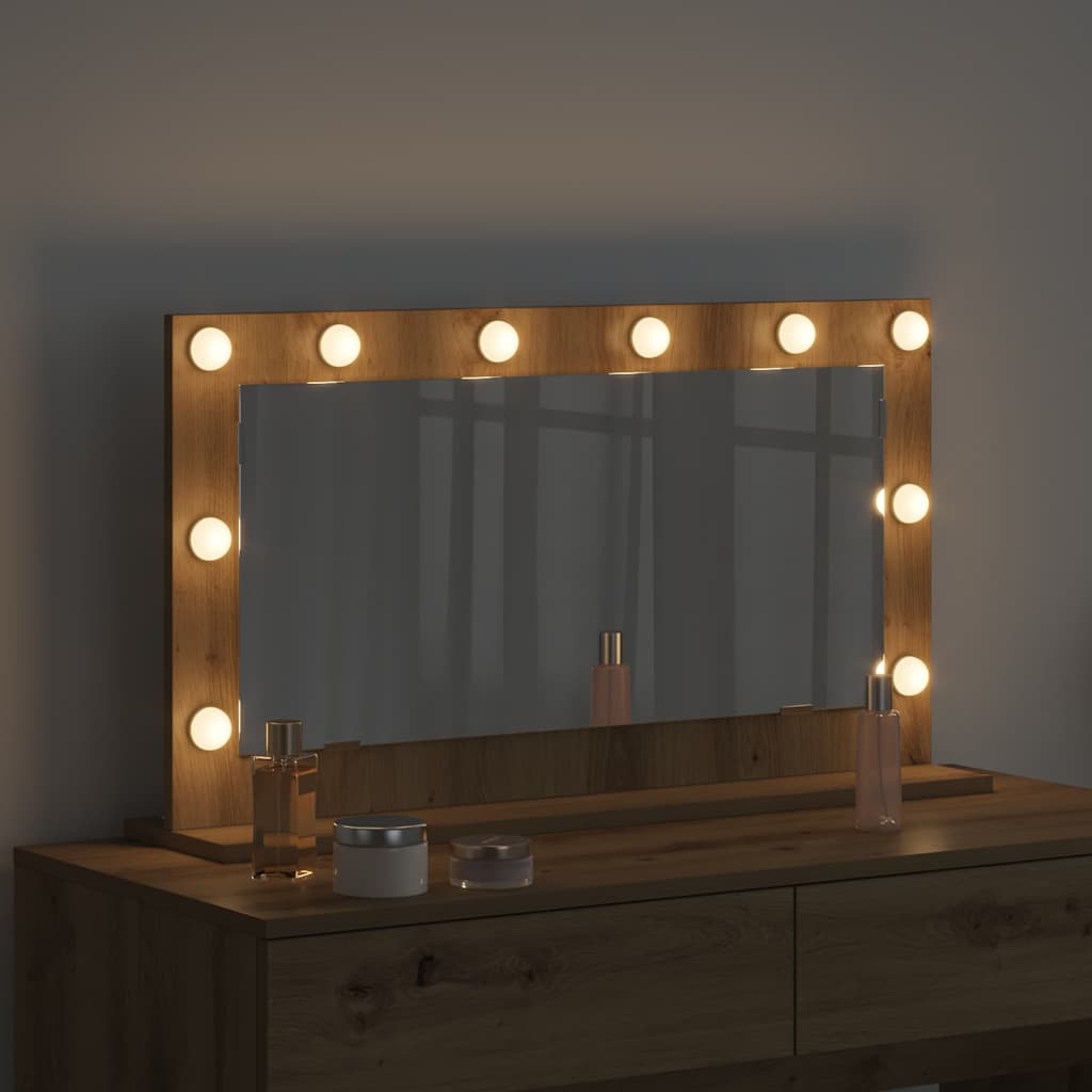 Rectangular Washbasin Mirror In Artisan Oak Finish 80 X 45 X 18 Cm