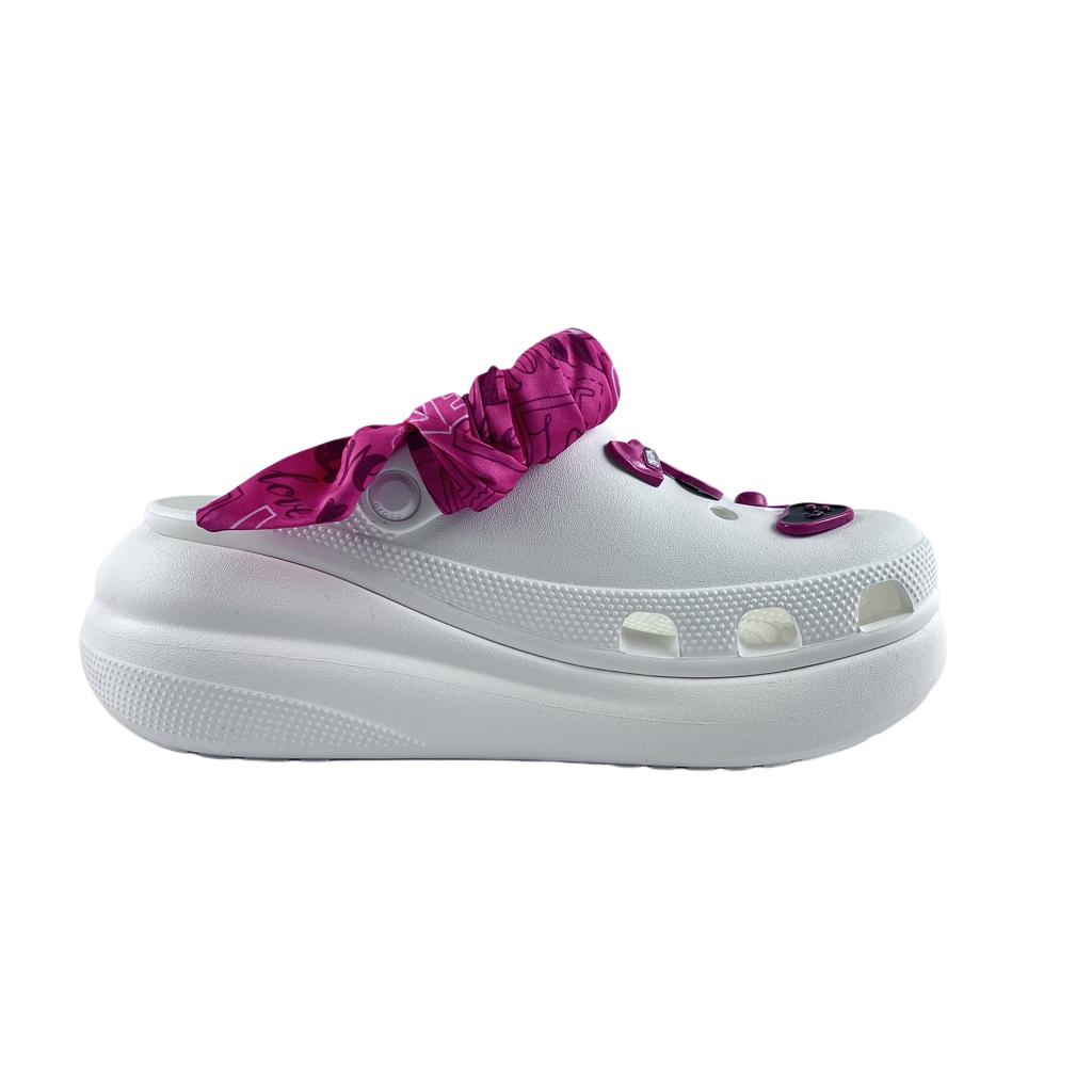 Crocs Crush Clog EVA Whitewash Love Fashion and Versatile Comfortable and Casual Hole Shoes Same for Men and Women White