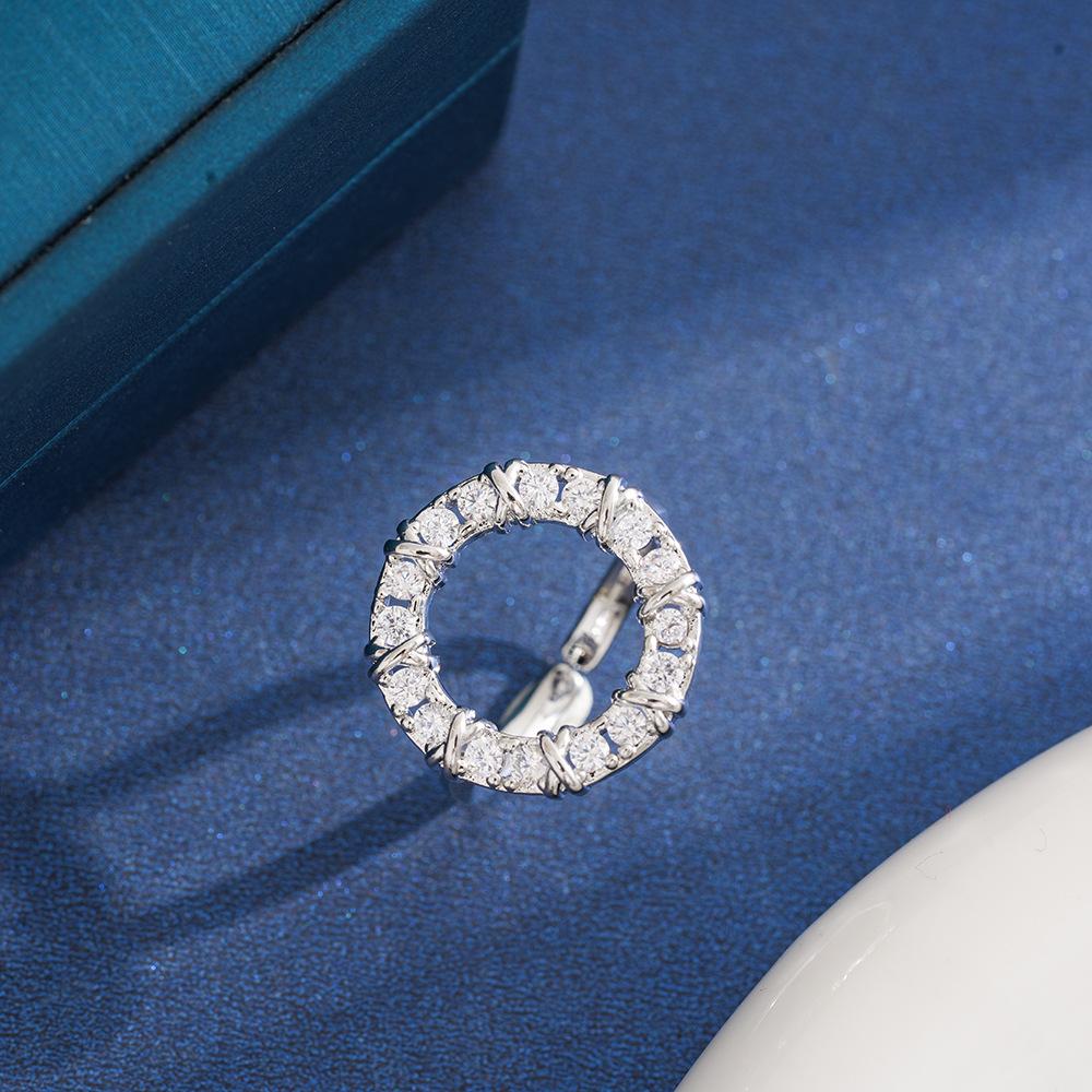 European Light Luxury Adjustable Bling Open Ring for Women Adjustable