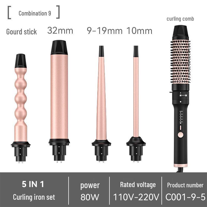 5-in-1 Multifunctional Curling Iron Head Set with Big Wave & Egg Roll Attachments