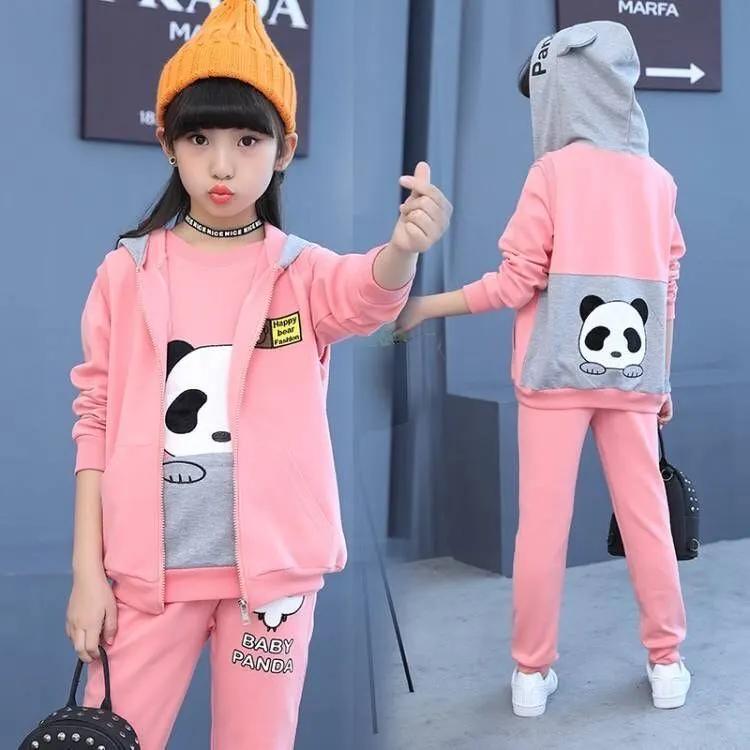 Girls Clothing Formal Girls Spring Sports And Leisure Cartoon Three-piece Suit