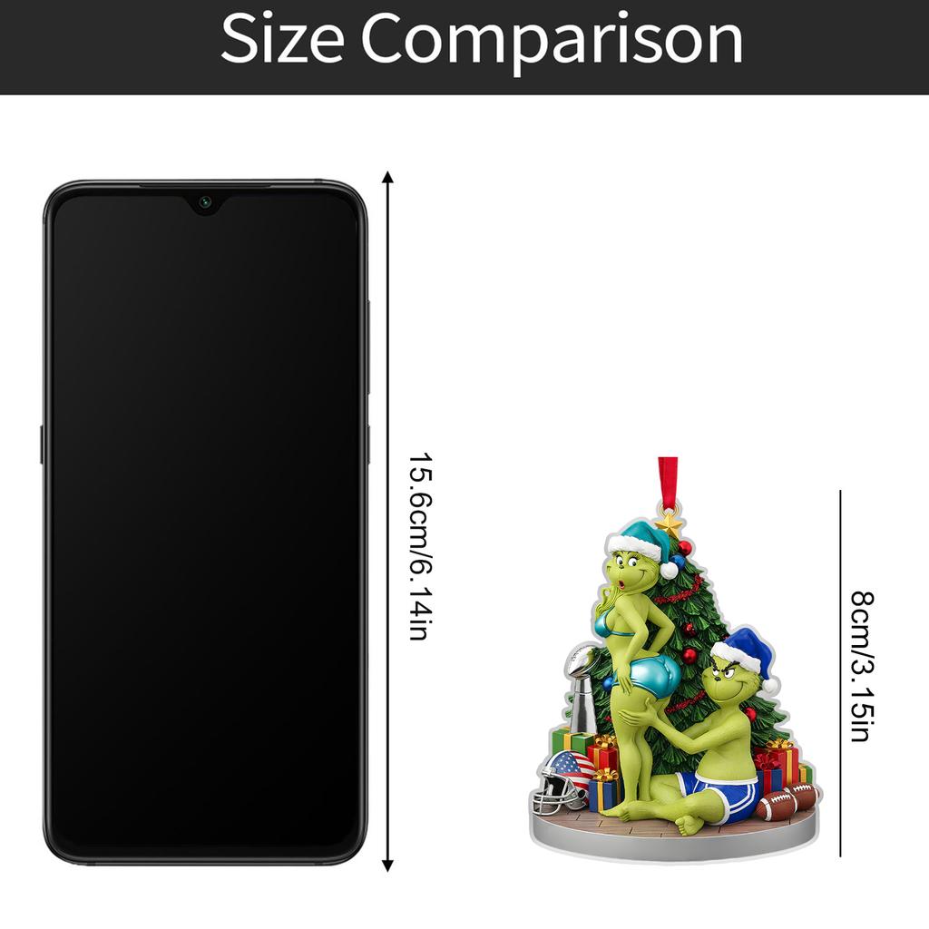 Personalized Couple Christmas Figurines, 2D Flat Green Christmas Couple Figurines, A Fun Anniversary Gift For Husbands And Wives.