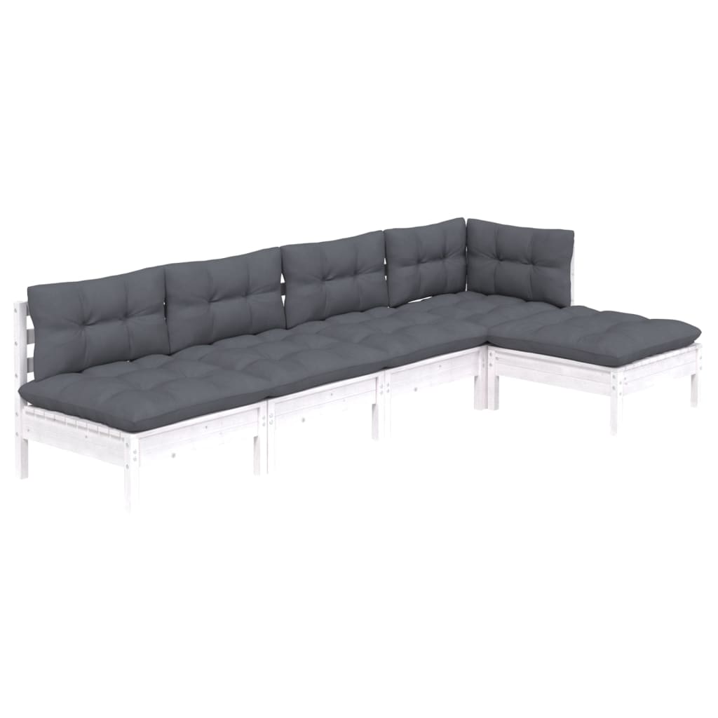 Vidaxl 5-Cz. Garden Lounge Set, With Cushions, White