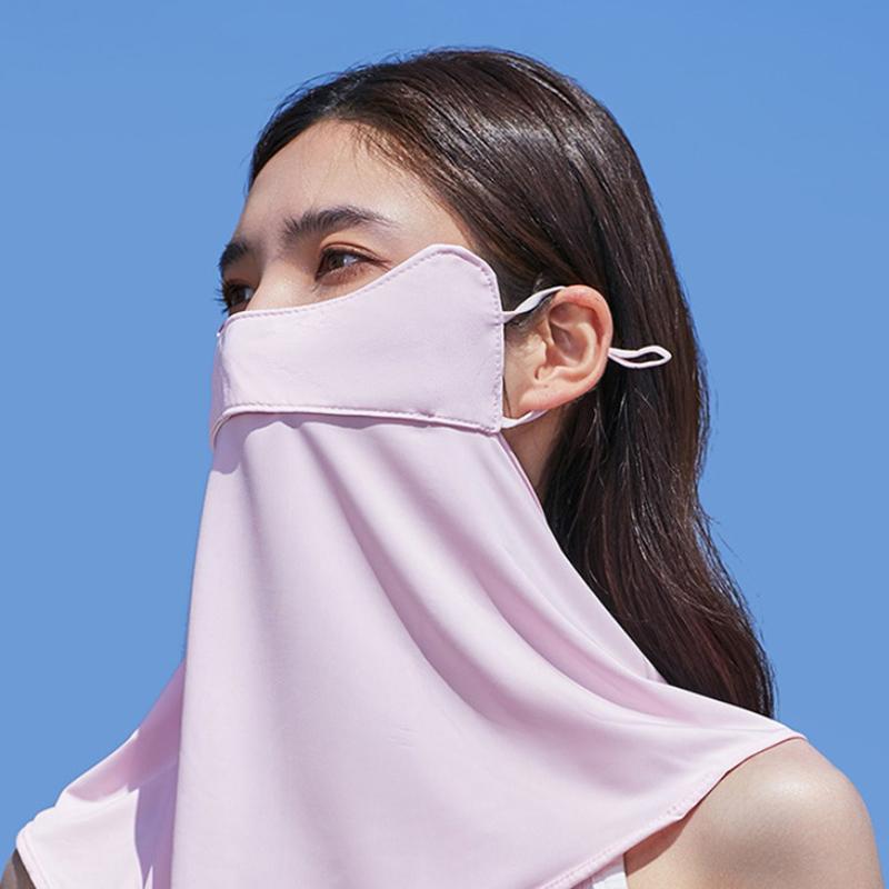 Ice Silk Cycling Bandana Face Cover Half Mask Hang-Ear Ice Silk Neck Gaiter Cool Tube Scarf Sport Running Hiking Hunting