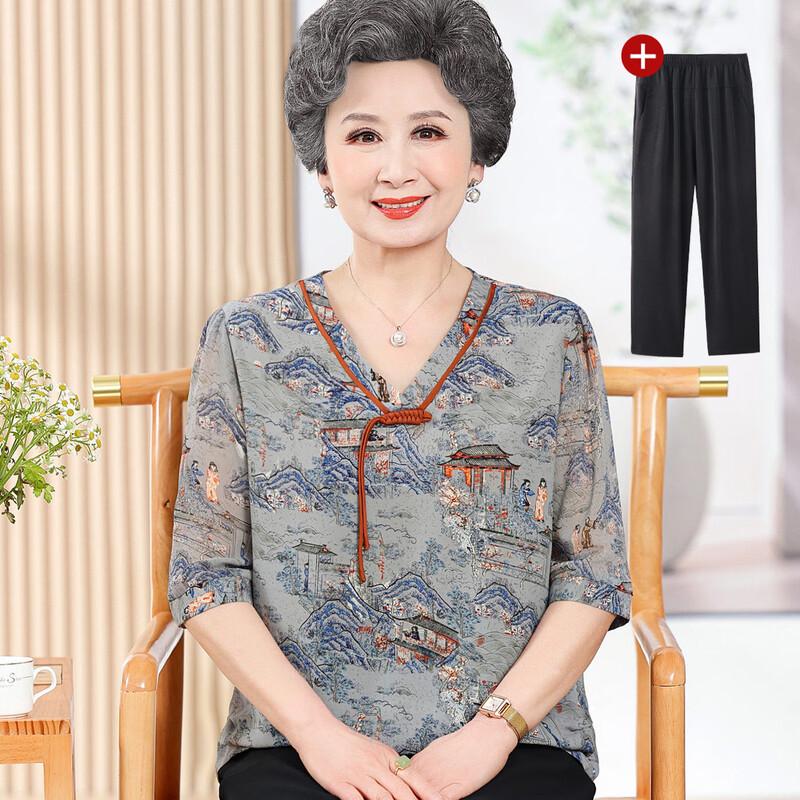 Women s Stylish Summer Blouse Set for Elderly 2XL