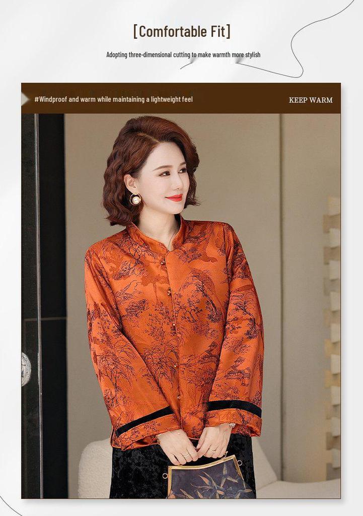 2026 Spring Retro Short Jacket for Middle-Aged Women - Chinese Style Mother's Cardigan Top for Spring and Autumn