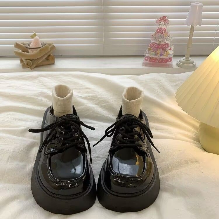 Platform Mary Jane small leather shoes women's British style 2025 spring new Japanese round head thick heel with skirt single shoes
