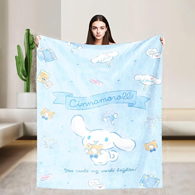 

1pc Sanrio Cinnamoroll Flannel Blanket 2D Print All Season Warm Soft Throw for Bedroom Living Room Camping Travel Home Decor Hol 75cmx90cm