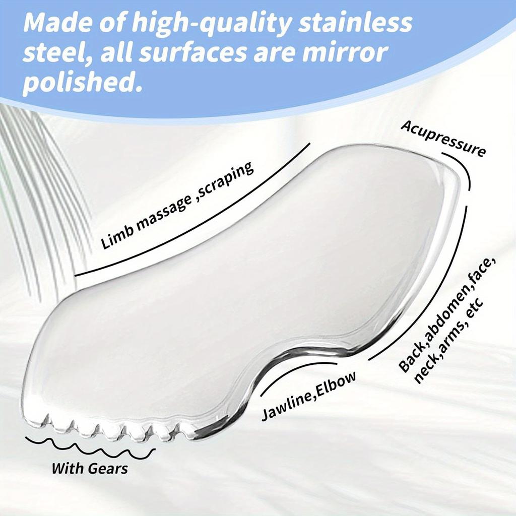 Gua Sha Stainless Steel, Metal Face Gua Sha for Jawline Sculpting, Guasha Tool Face Body Gua Sha (Silvery) Guasha Board