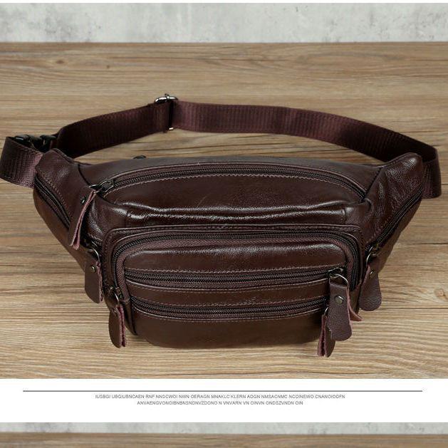 Herren Echtleder Umhängetasche Bauchtasche: Multifunktionale Hüfttasche mit großer Kapazität zum Laufen und für die Arbeit