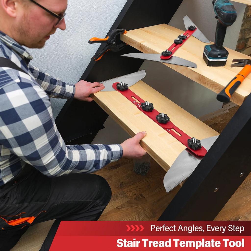 Stair Tread Gauge, Stair Tread Template Tool Jig, Stair Tread and Shelf Gauge, The Ideal Stair Jig and Measuring Tool for Cutting Perfect Stairs,
