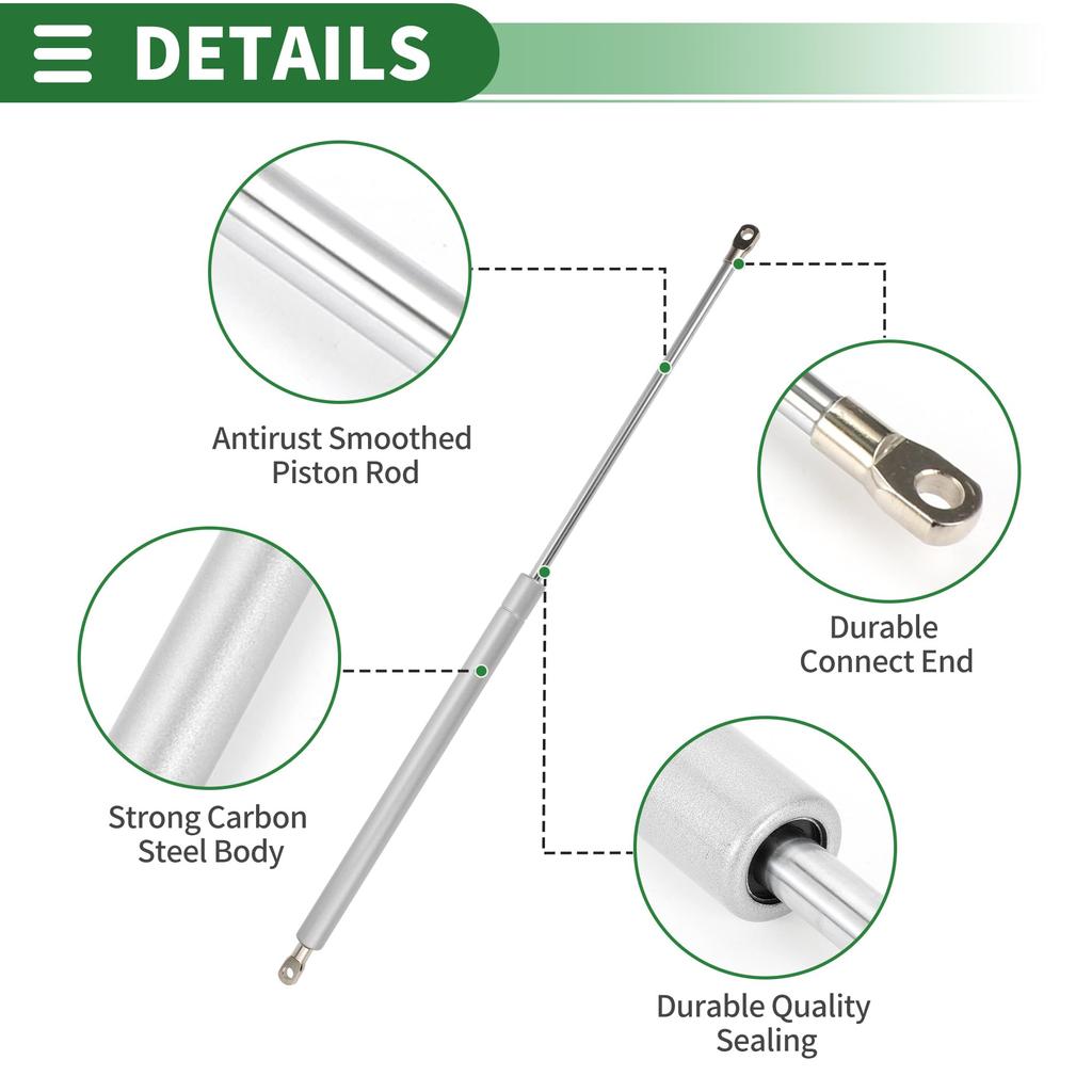 Motoforti Universal Lift Support Strut Window Toolbox Gas Spring 25"/635mm 150lbs/668N/67.5kg Silver Tone, 2 Pieces