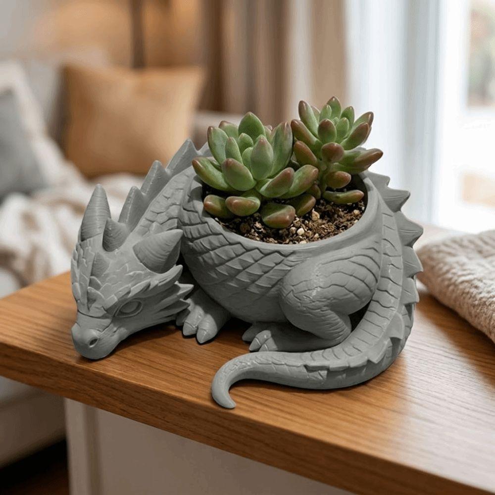 3D Printed Dragon Shaped Plant Pot Growing Pots Plastic Flower Container Funny Handmade Succulent Planter for Living Room