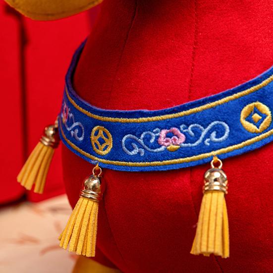 2026 Chinese New Year Zodiac Horse Plush Toy Soft Stuffed Horse Red Lucky Mascot Doll for Spring Festival Gift Blessing Souvenir Home Tabletop Decor