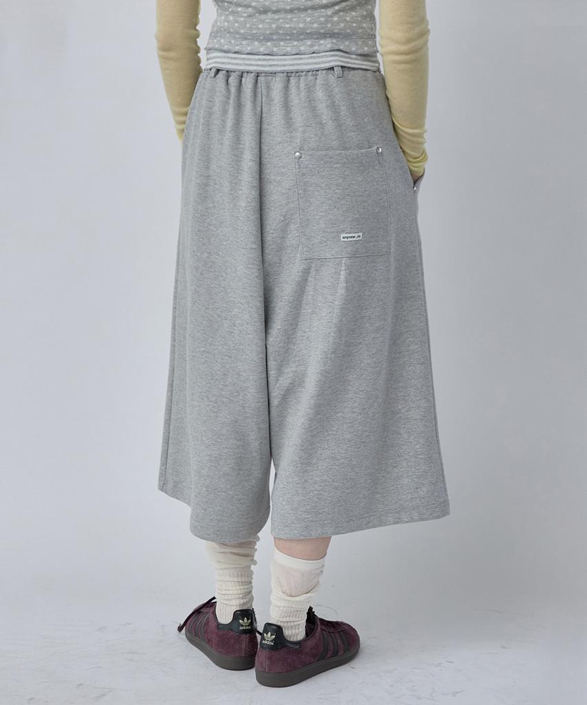 Lense One-Tuck Wide Bermuda Pants Melange Gray