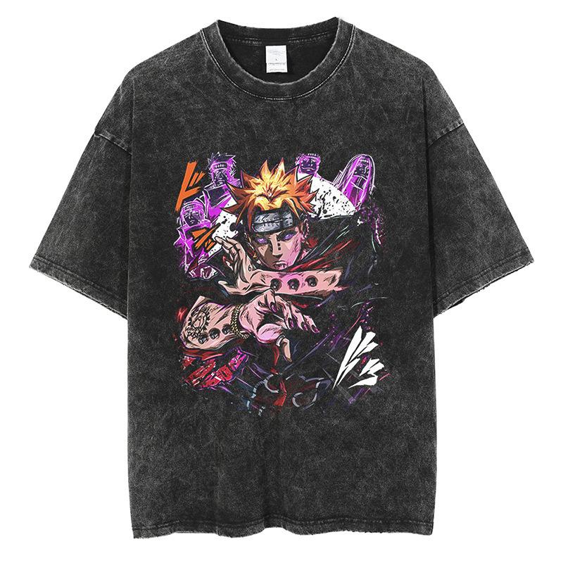 Graphic Vintage Acid Wash Cotton Tee For Men Women Summer Ca S