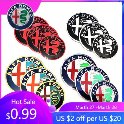 For Alfa Romeo 4pcs 40mm 50mm 56mm Car Wheel Hub Logo Sticker Rim Center Caps Cover Badge Decal ForAlfa Romeo 147 156 159 Mito G