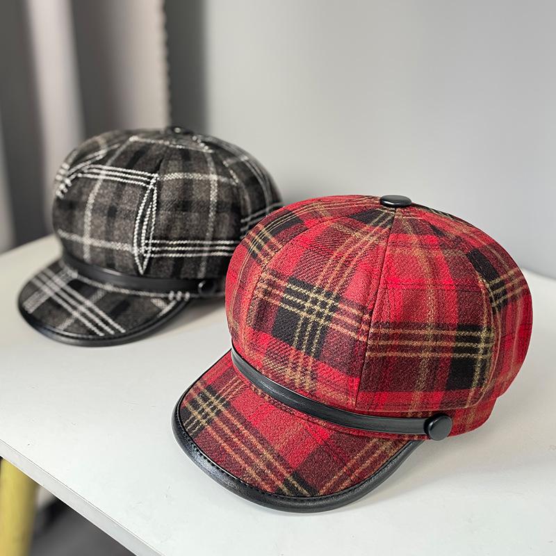 Modny wełniany beret w stylu koreańskim dla kobiet na jesień i zimę Retro Brytyjski Literacki Malarz Ośmiokątny Kapelusz Podkreślający Twarz Mały Kapelusz Gazeciarza