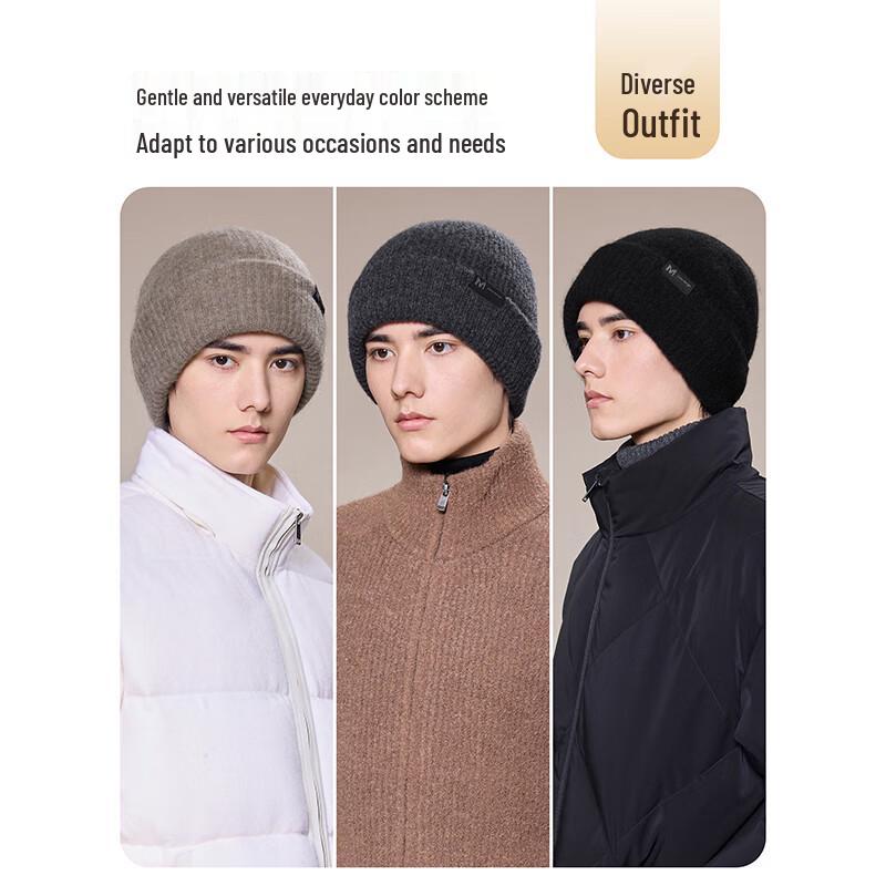 JIUMU Men's Warm Cashmere Wool Knit Beanie Hat