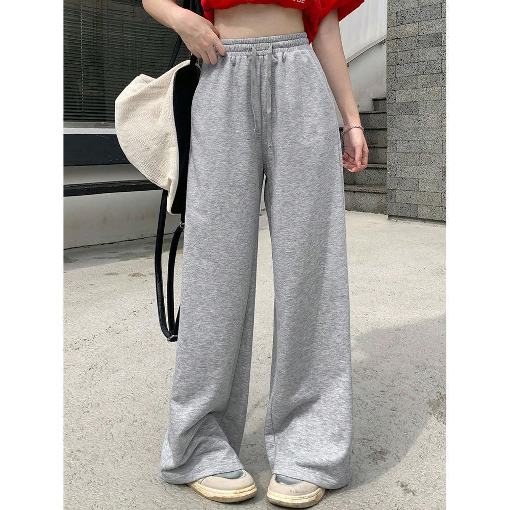 

Women s Wide Leg Elastic Waist Pants - Casual Long and Versatile Style Medium сірий колір