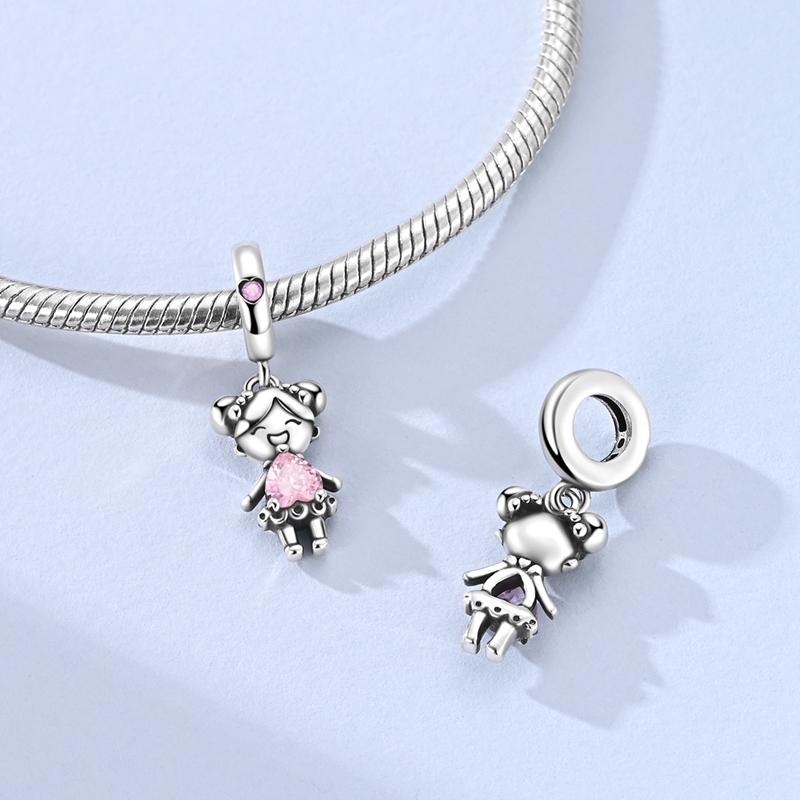Original 925 Sterling Silver Bead Charms Girl Boy Pendant Fit Original Bracelet Necklace For Women DIY Accessories Jewelry Gift