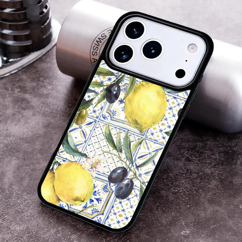

Mediterranean Lemon Bumper Phone Case for iPhone 17 16 15 Pro Max Air 14 13 12 11 Plus Shockproof Capa Cover iPhone17