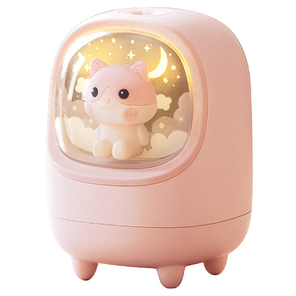 LOVE MIYABI Rechargeable USB Powerful Animal Spaceship Mini USB C Humidifier with Night Cute Animal Rocket Portable Humidity Small Perfect for and