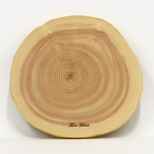 Cypress (Hinoki) Natural Solid Wood Cutting Board/Cooking Plate (24cm Diameter) - Beautiful AA