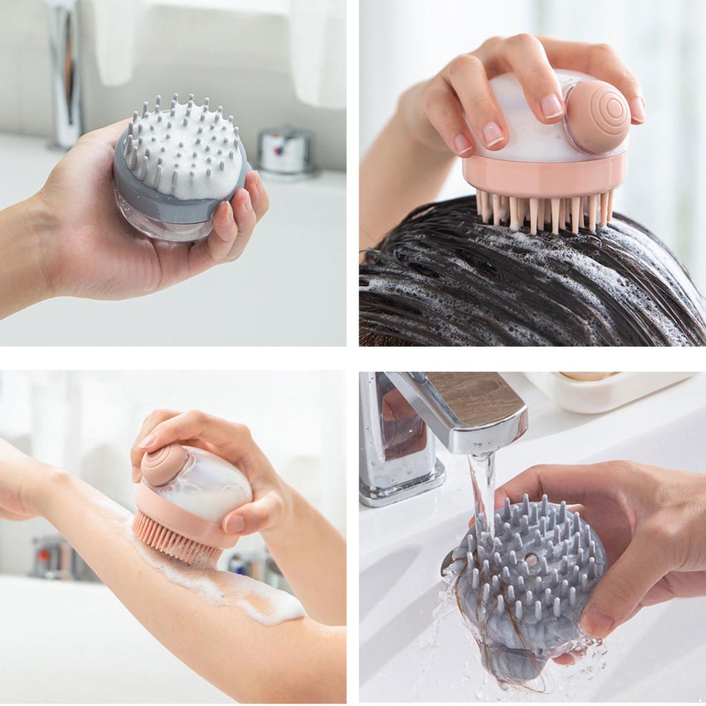 2-Pack Silicone Cleansing Brush with Built-in Dispenser - Multi-Use for Hair, Face, and Body Care Massage