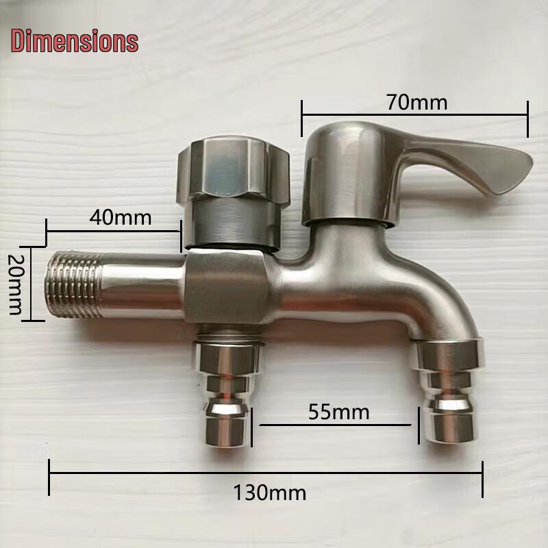 Honggong 304 Stainless Steel One-in Two-out Faucet