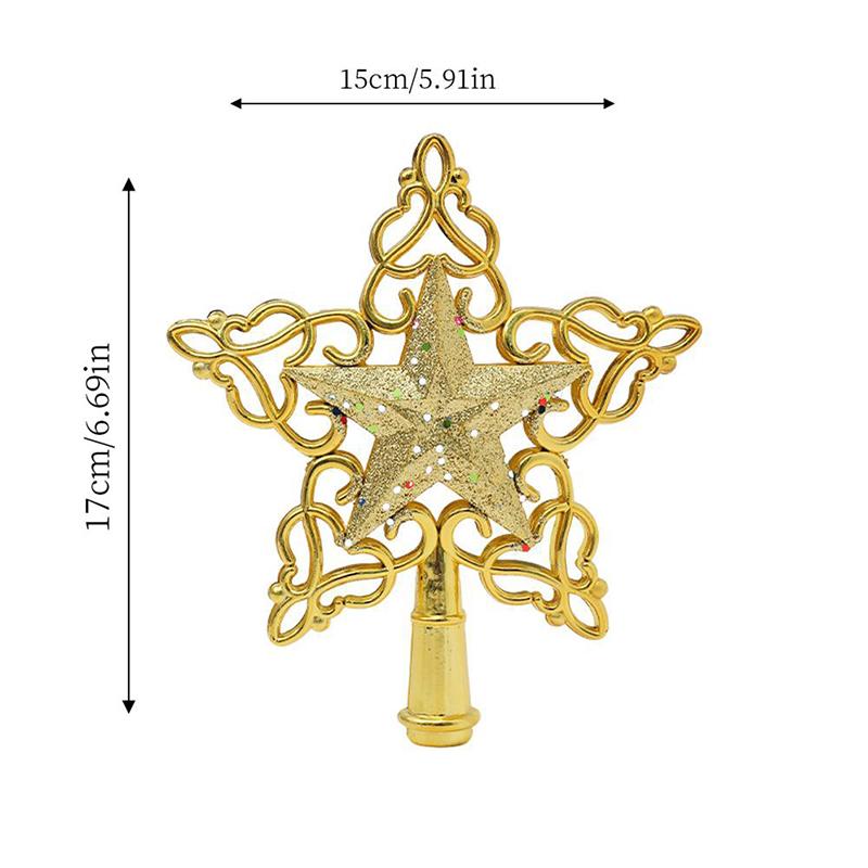 1Pcs Christmas Tree Topper Decoration Glitter Hollow Gold Star Xmas Tree Ornaments for Home Room Decor 2025 Xmas New Year Gift