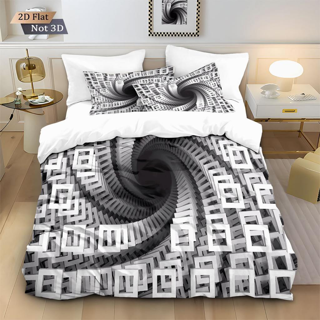 2/3pcs Bedding Set Digital Print Comfortable Duvet Cover for Home Bedroom Decoration, 1 Duvet Cover and 2pillowcase with Zippers