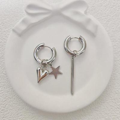 Punk Long Heart Star Pendant Earrings For Women Simple  Geometric Circular Ear Buckle  Trendy Jewelry Gift