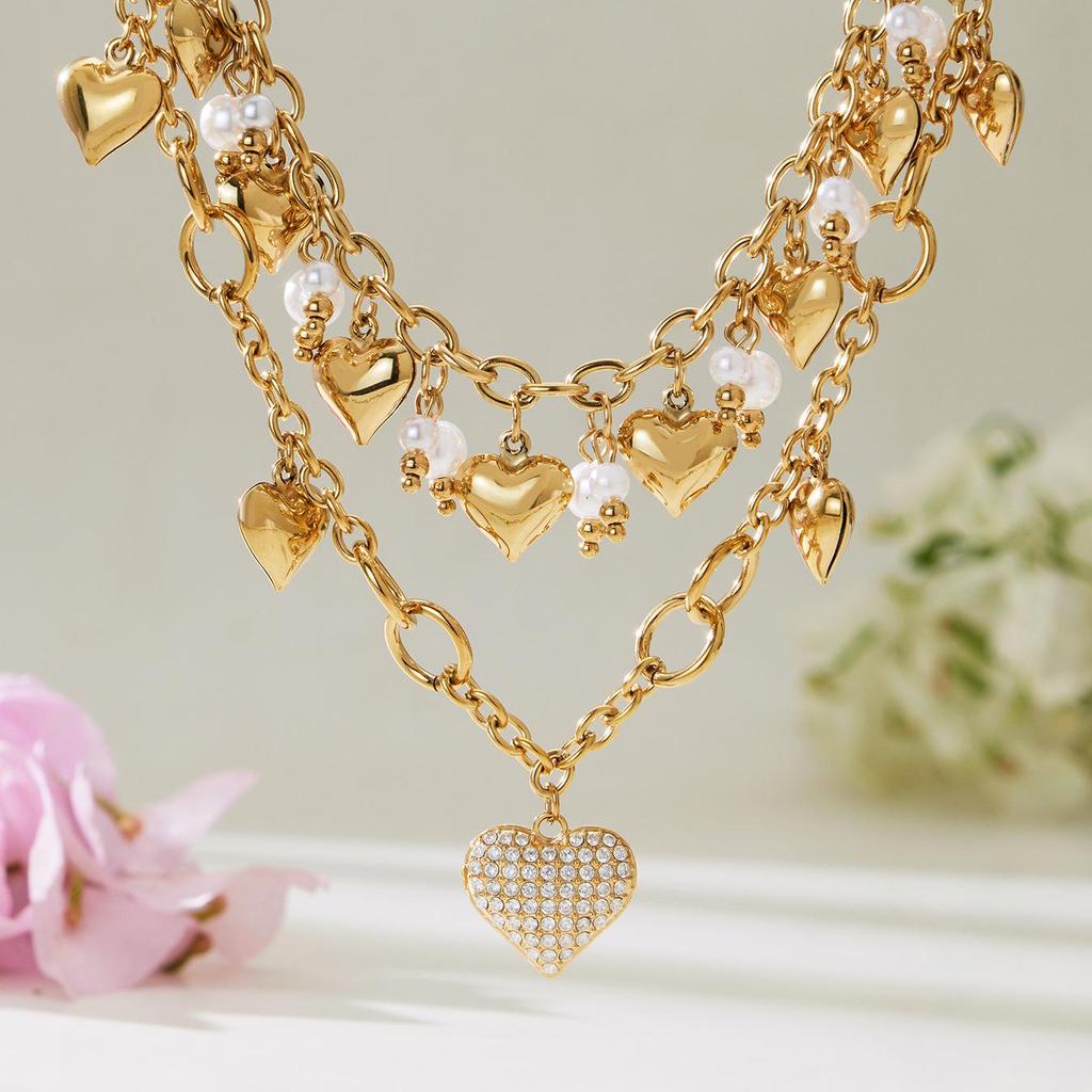 Qiong Yao 18k Gold Heart Bead Bracelet Necklace