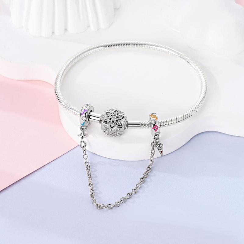 MULA S925 Sterling Silver Petunia Butterfly Cross Safety Chain Pendant Charm Fit Original Necklace Bracelet Jewelry Women