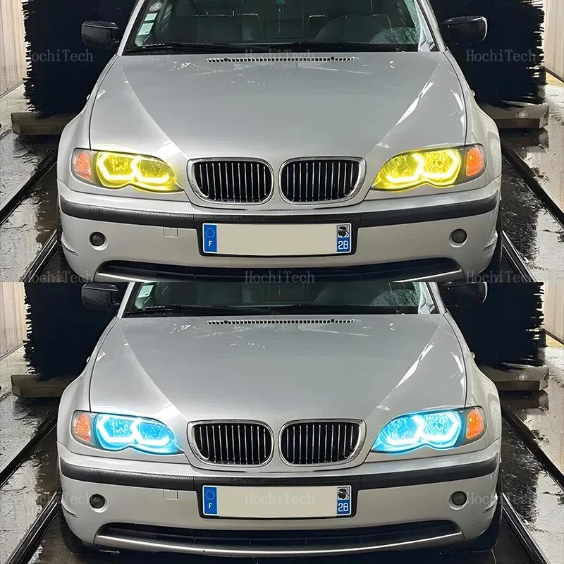 For BMW 3 Series E46 Sedan Facelift 2001-2005 M4 Style RGB Ring Angel Eyes Phone APP Control Remote LED Headlight Light Rings