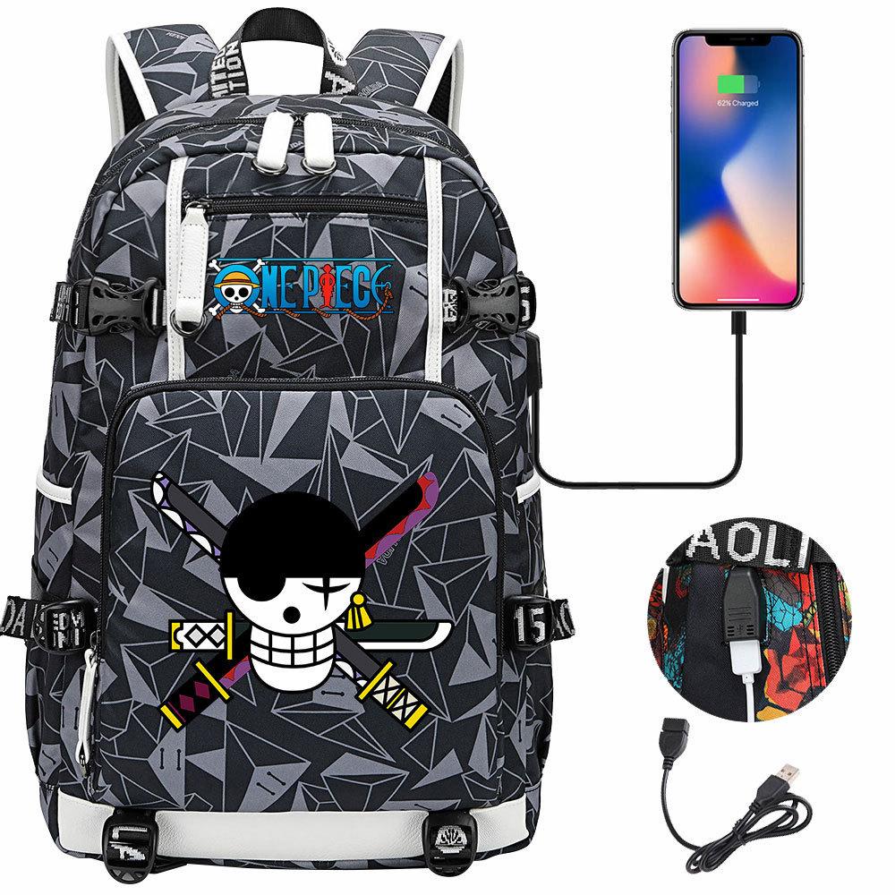 RiMan ONE PIECE Luffy Printed Teen Student School Bag Large Capacity Men's and Women's Leisure Travel Backpack